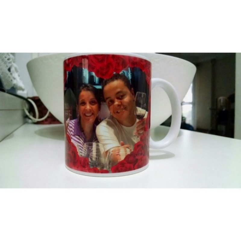 Caneca de Acrílico com Foto Jardim Guilhermina - Caneca Personalizada com Caricatura em São Paulo