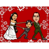 caricatura para convite de casamento Vila Alzira
