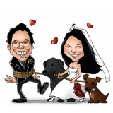 lembrancinhas de casamento com caricatura dos noivos Parque da Mooca